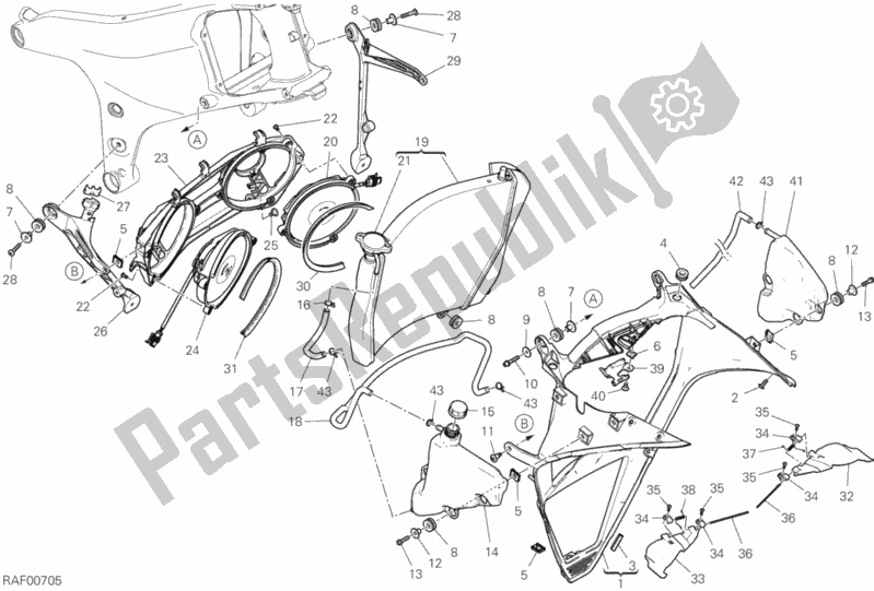 Todas las partes para Enfriador De Agua de Ducati Superbike Panigale V4 USA 1100 2020